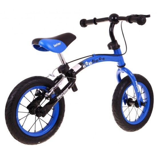 Balansinis dviratukas mėlynas Sport Trike su stabdžiais ir pripučiamais ratais